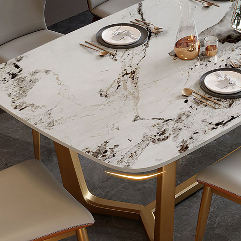 1/2/5/6/7 stuks Luxe meubels Sintered Stone eettafel Set met lederen stoelen
