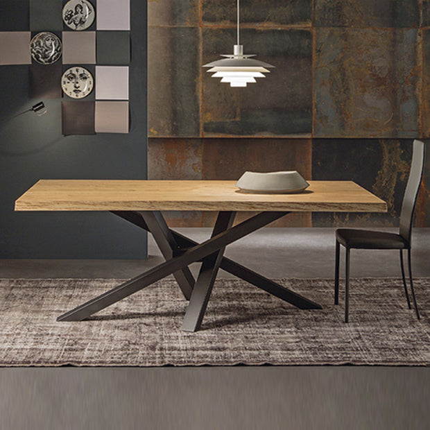 Mesa de comedor de estilo industrial rectángulo Mesa fija de madera maciza para restaurante