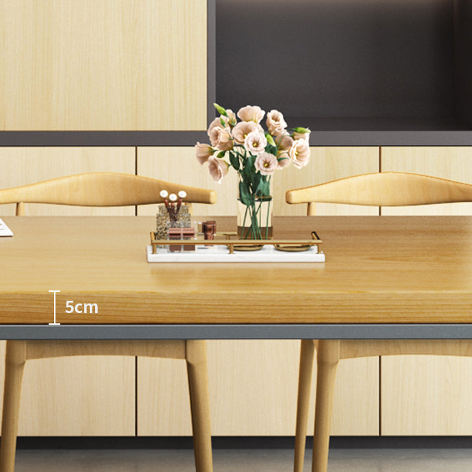 Rectangle Trestle Base Industrial Dining Table Solid Wood Fixed Table