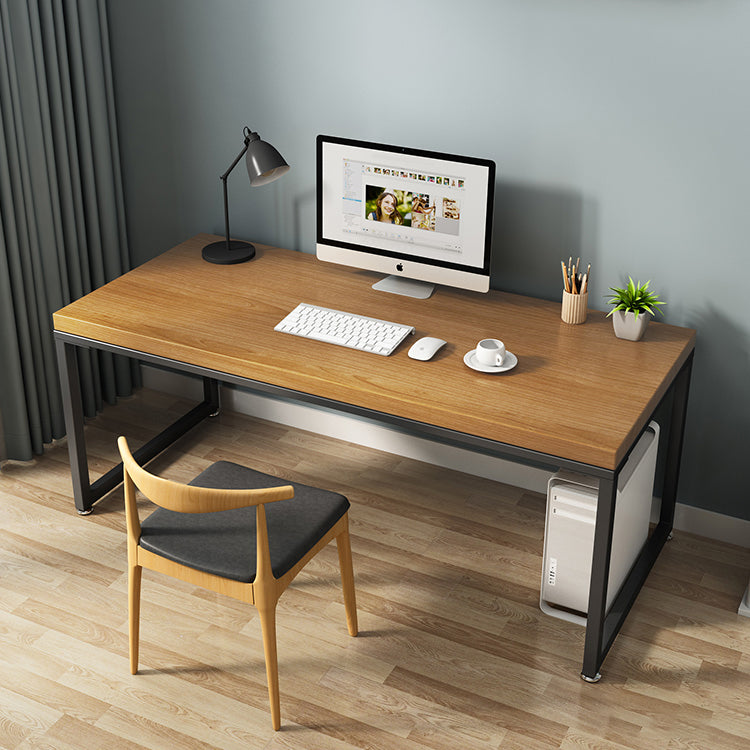 Rectangle Trestle Base Industrial Dining Table Solid Wood Fixed Table