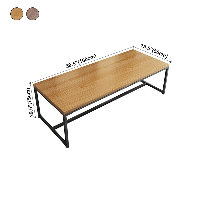 Rectangle Trestle Base Industrial Dining Table Solid Wood Fixed Table
