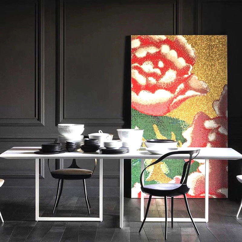 Solid Wood Top Dining Table Industrial Fixed Table for Dining Room