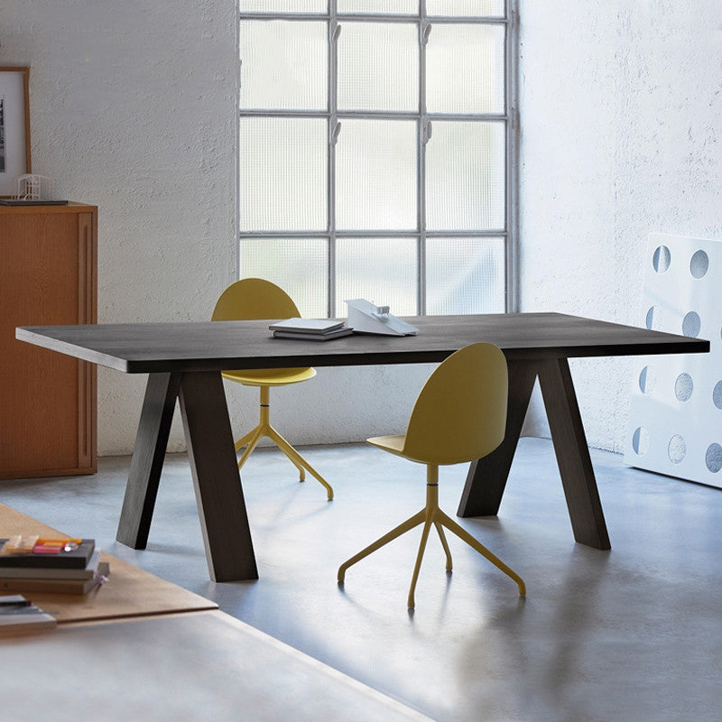 Table à manger rectangulaire industrielle table en bois massif en bois avec 4 jambes