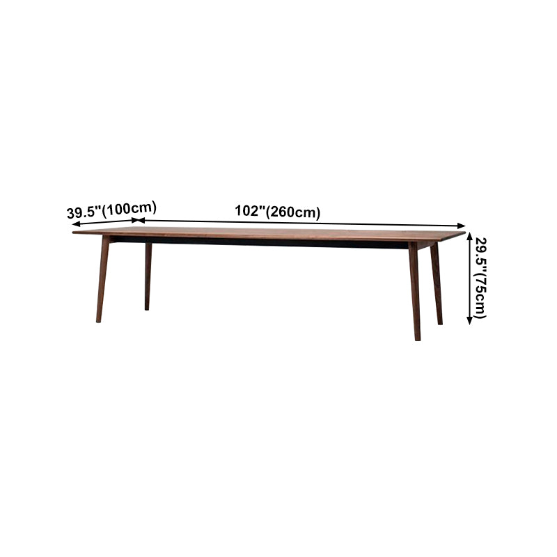 Modern Rectangle Dining Table Solid Wood Fixed Table with 4 Legs