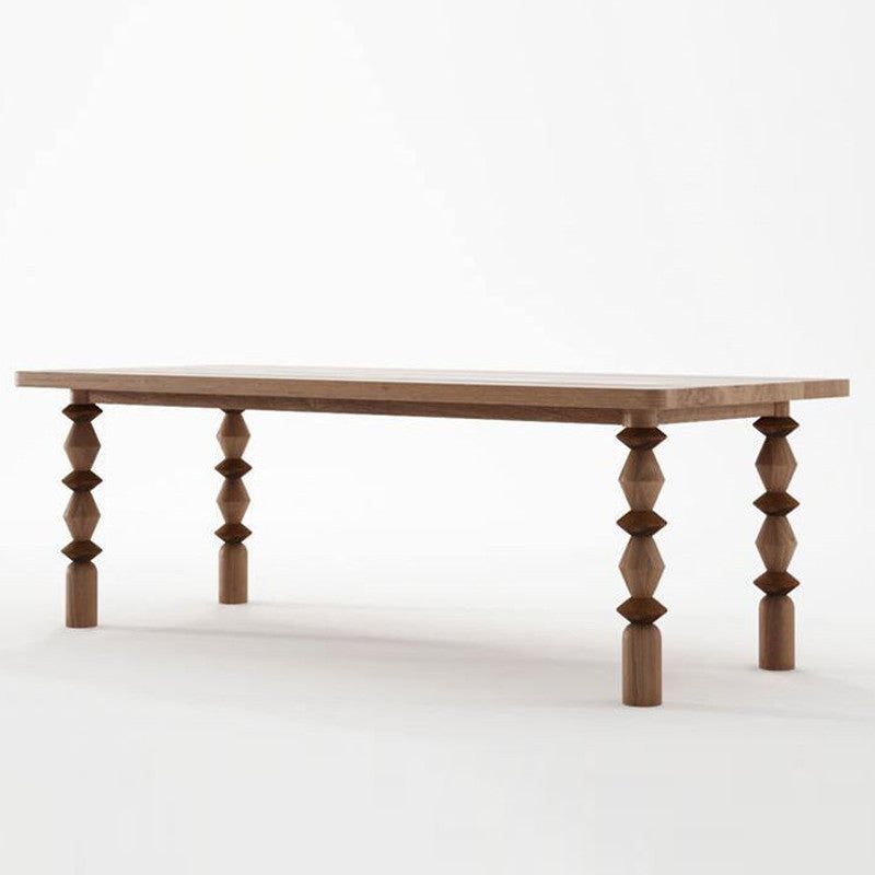 Mesa de comedor informal rectángulo Mesa fija de madera maciza para restaurante