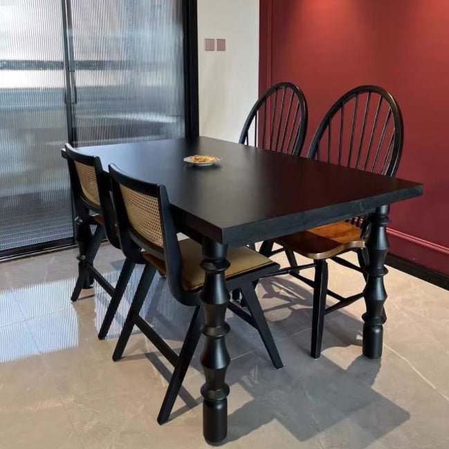 Mesa de comedor informal rectángulo Mesa fija de madera maciza para restaurante