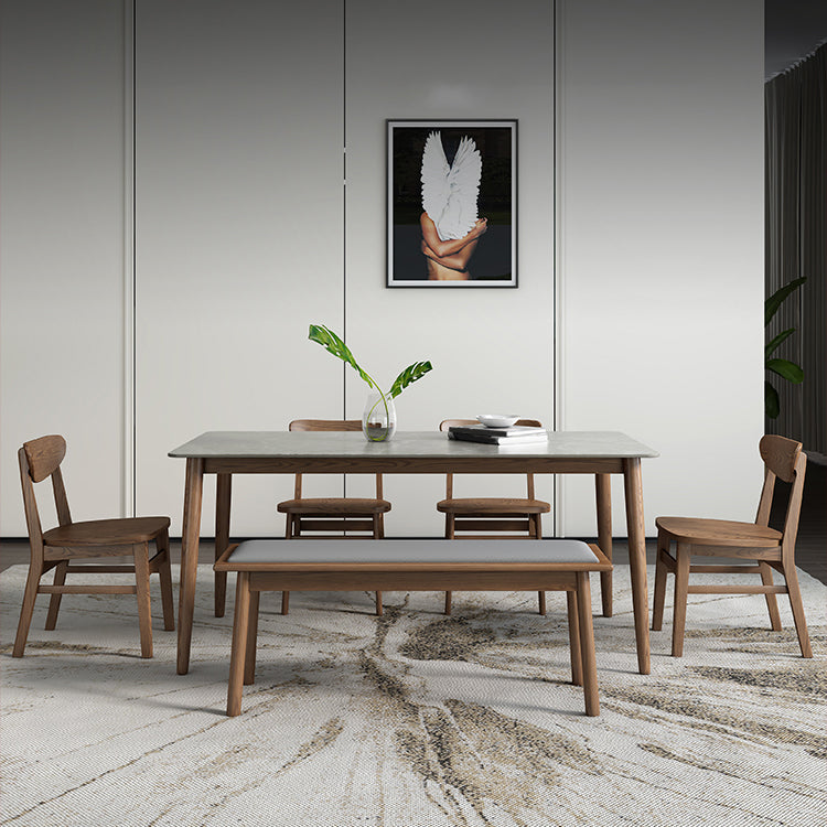 Medieval Modern Grey Table Rectangle Sintered Stone Table with 4 Legs for Restaurant