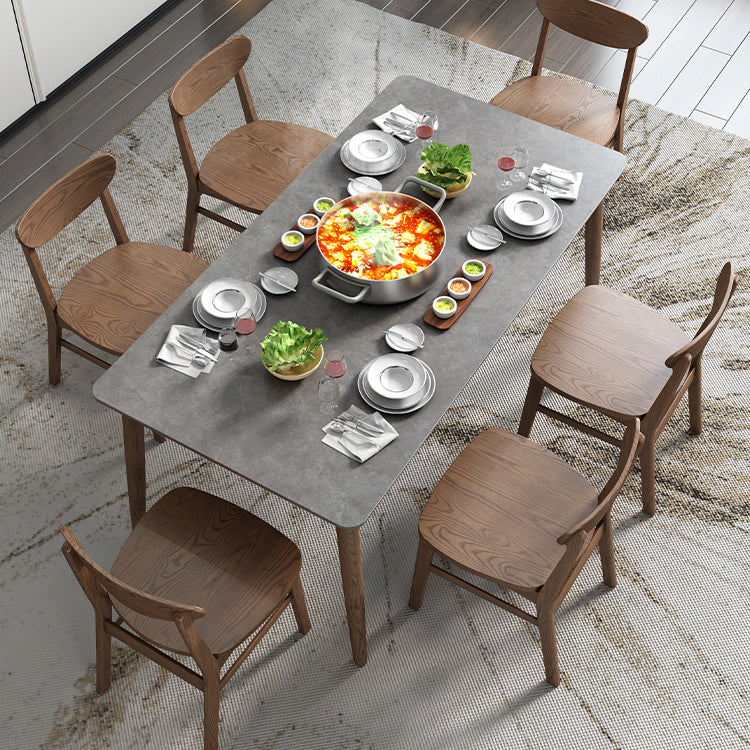 Medieval Modern Grey Table Rectangle Sintered Stone Table with 4 Legs for Restaurant