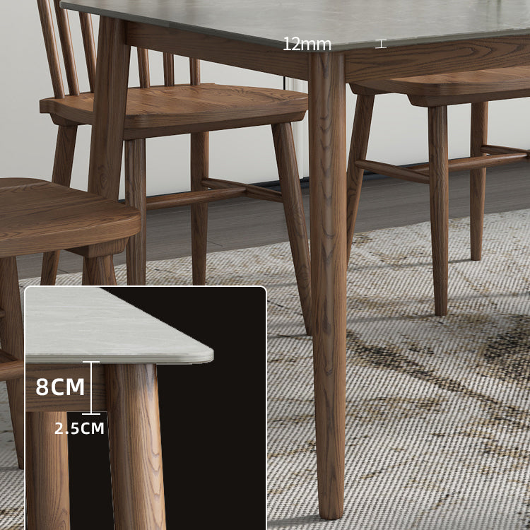 Medieval Modern Grey Table Rectangle Sintered Stone Table with 4 Legs for Restaurant