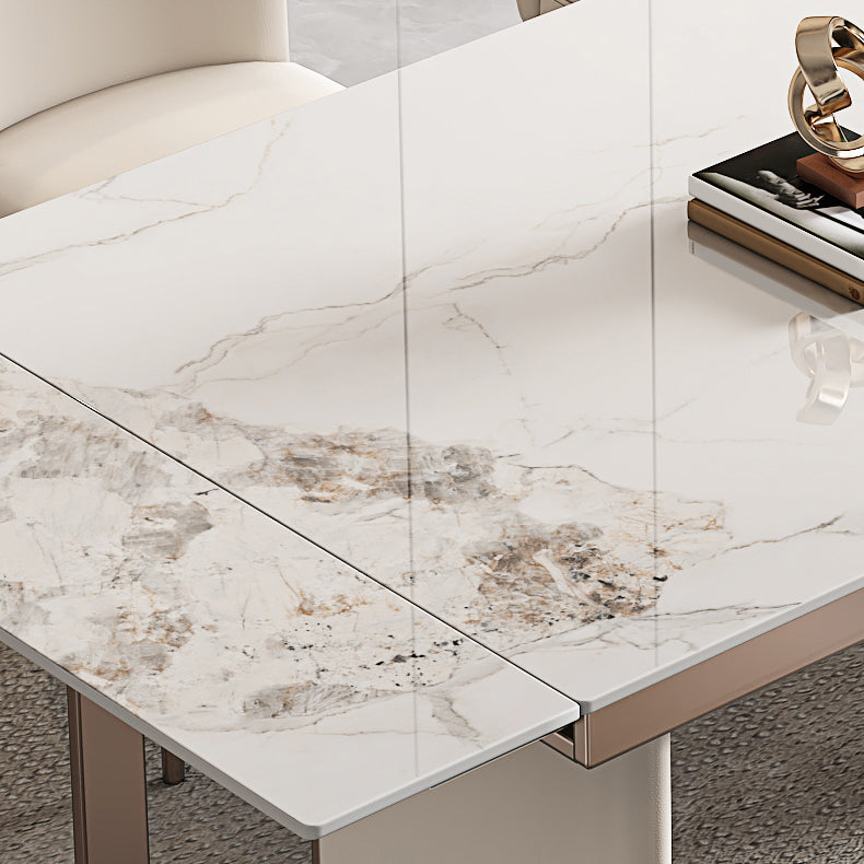 Mesa de comedor de piedra sinterizada de lujo Mesa rectángulo extensible con base de pedestal doble