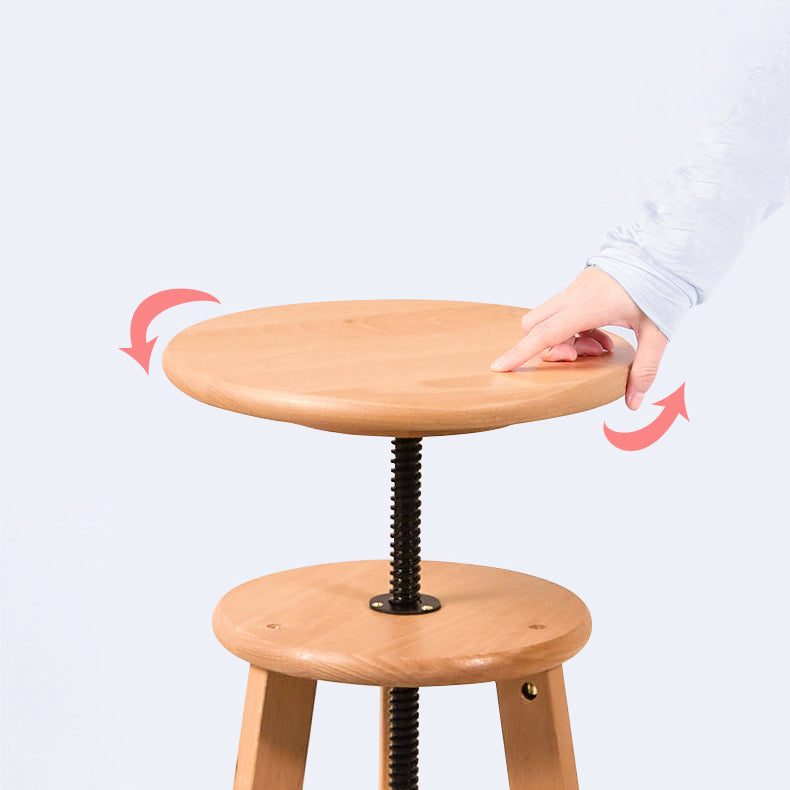 Adjustable Counter Bar Stool Contemporary Armless Wood Bar Stool for Painting Studio