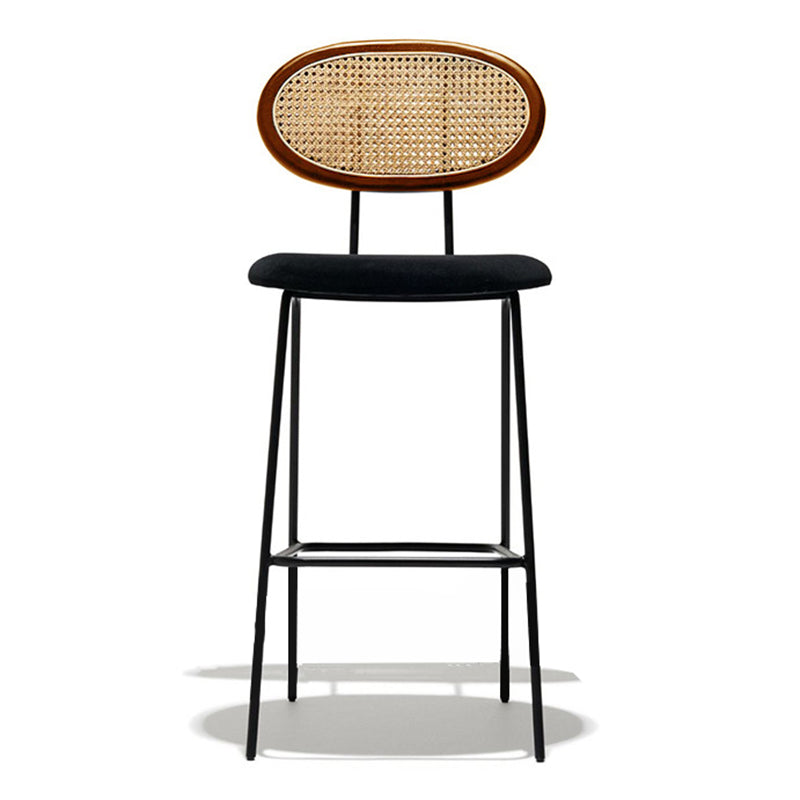 Nordic Rattan Barhocker mit niedriger Rückenlehne, einfacher hoher Innenhocker mit Polsterung