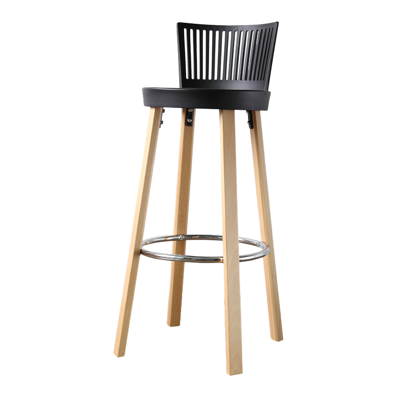 Taburete de bar contemporáneo, taburete de bar sin brazos de plástico con base de madera