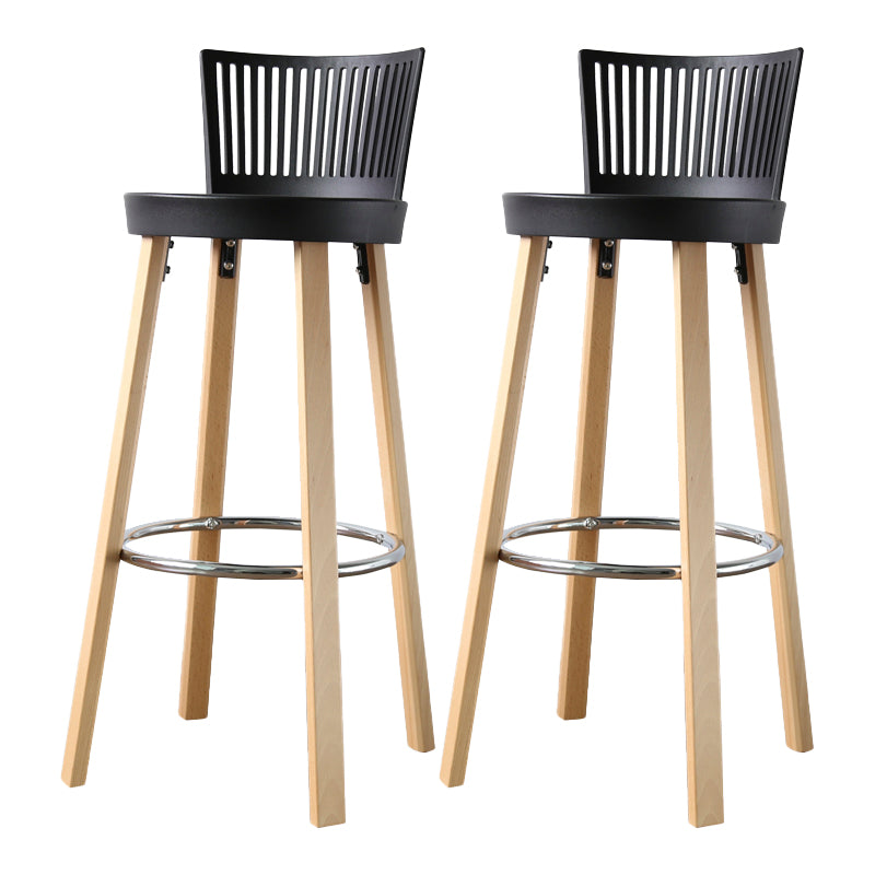 Taburete de bar contemporáneo, taburete de bar sin brazos de plástico con base de madera