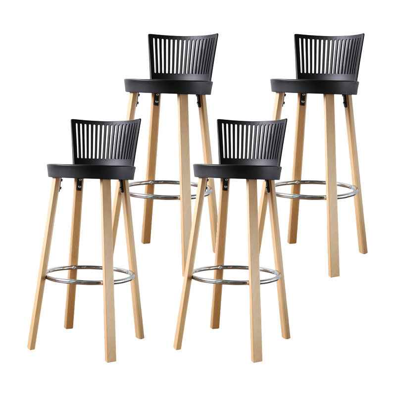 Taburete de bar contemporáneo, taburete de bar sin brazos de plástico con base de madera