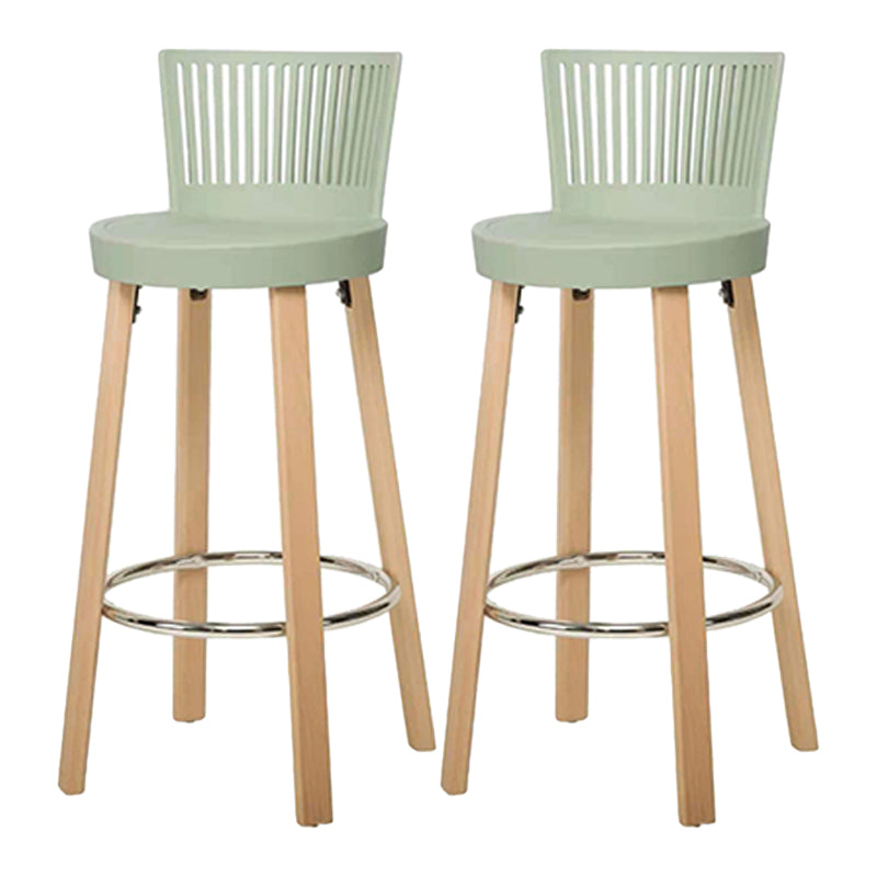 Taburete de bar contemporáneo, taburete de bar sin brazos de plástico con base de madera