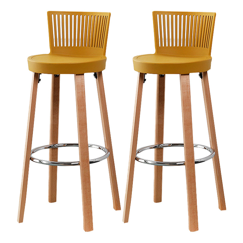 Taburete de bar contemporáneo, taburete de bar sin brazos de plástico con base de madera