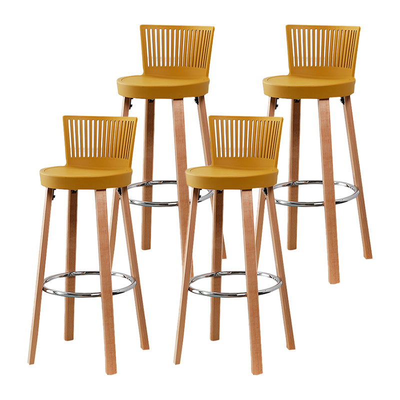 Taburete de bar contemporáneo, taburete de bar sin brazos de plástico con base de madera
