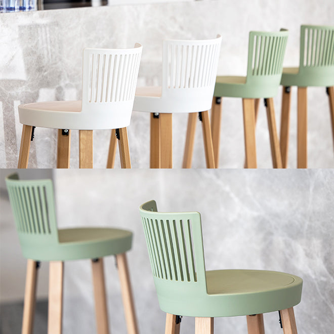 Taburete de bar contemporáneo, taburete de bar sin brazos de plástico con base de madera