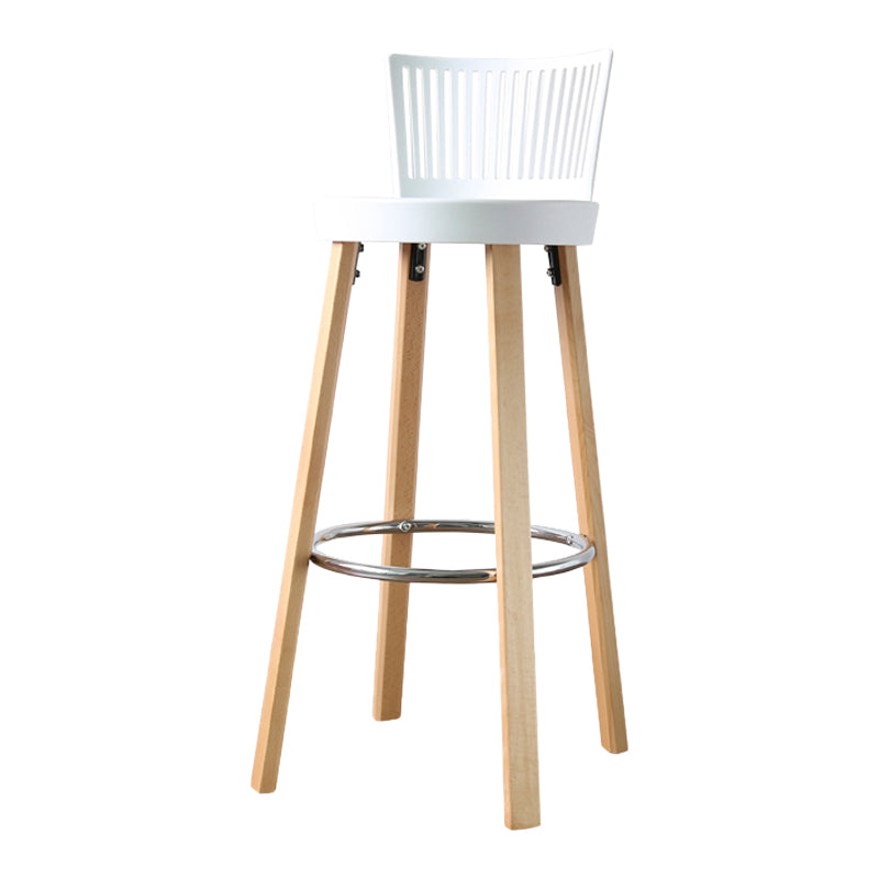 Taburete de bar contemporáneo, taburete de bar sin brazos de plástico con base de madera