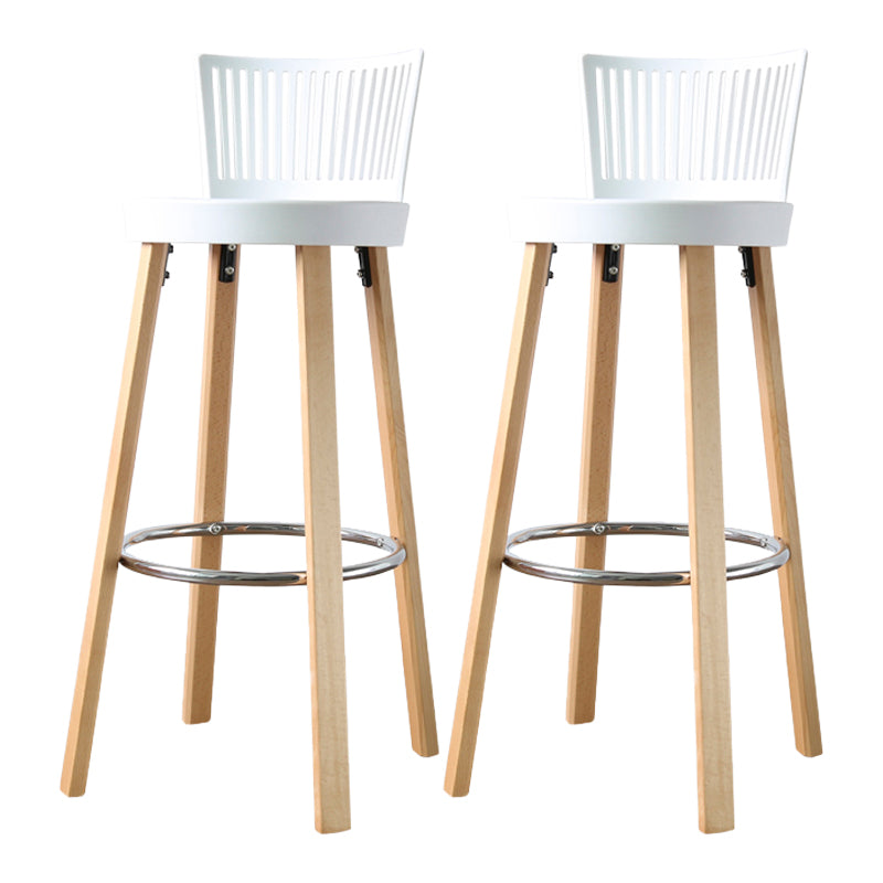 Taburete de bar contemporáneo, taburete de bar sin brazos de plástico con base de madera