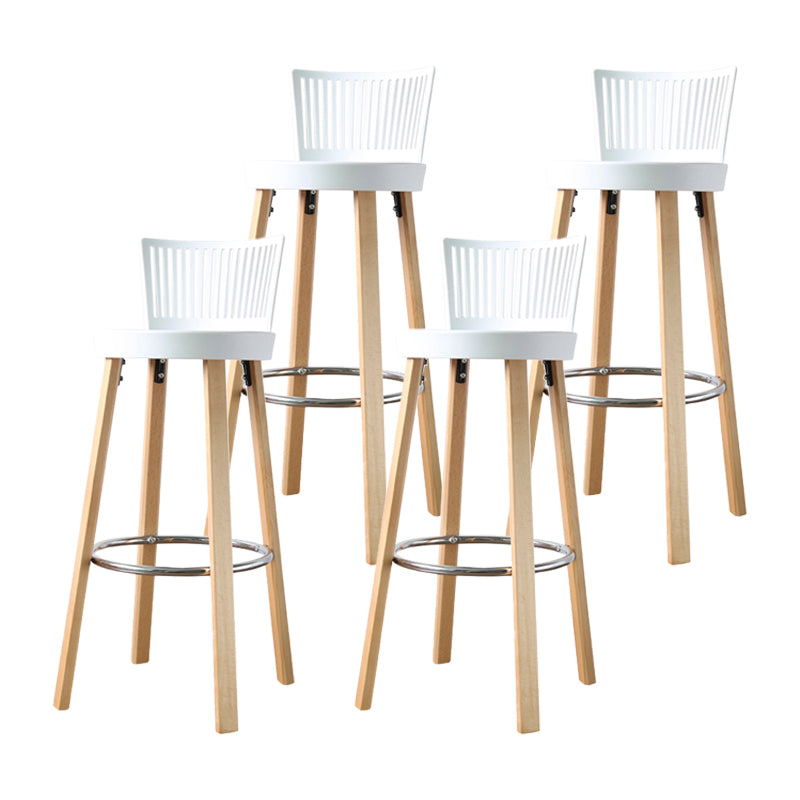 Taburete de bar contemporáneo, taburete de bar sin brazos de plástico con base de madera
