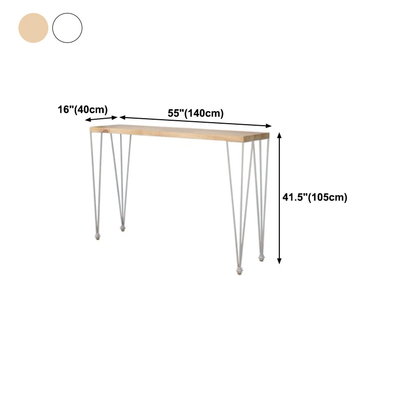 White Wood Top Counter Table Gold 4 Legs Industrial Bar Table for Dining Room