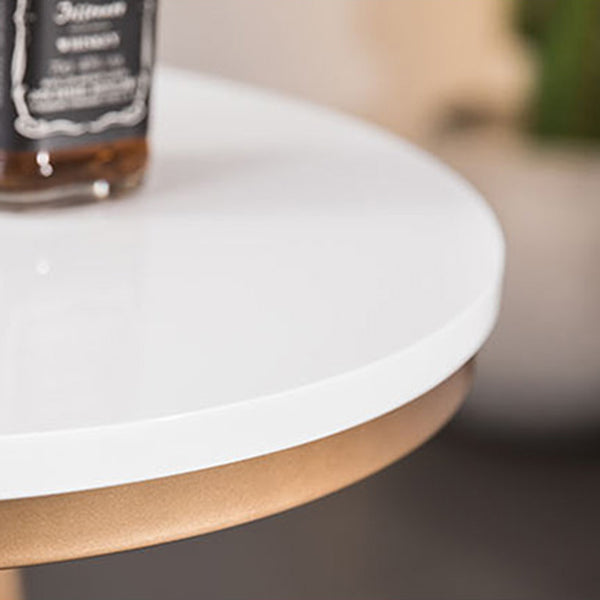 Glam White Faux Marble Bistro Table Indoor Gold Bar Table with Single Pedestal, Only Table