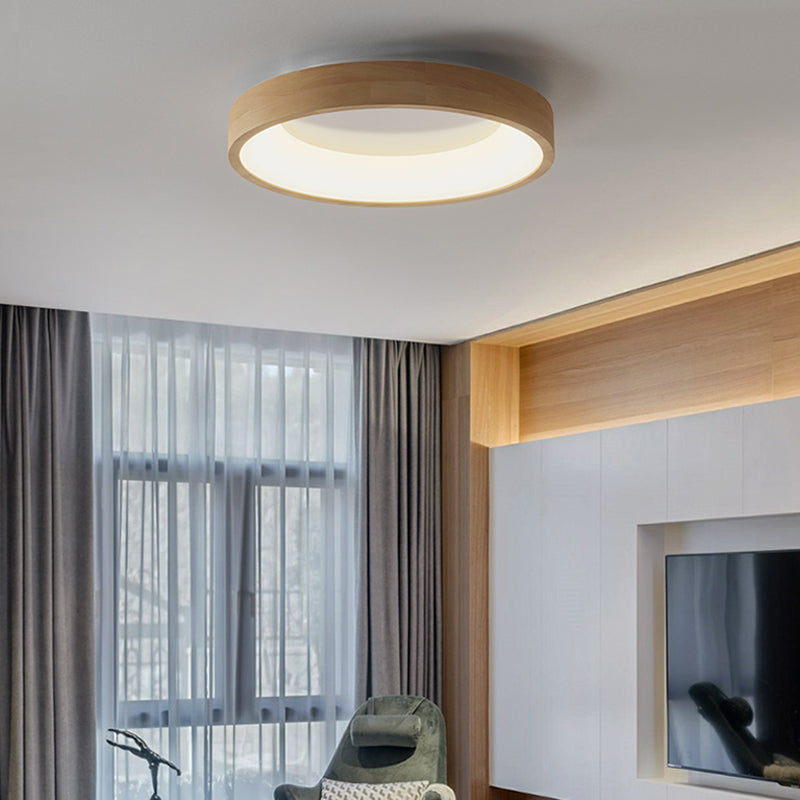 Lampada da Soffitto a LED di Forma Rotonda Stile Moderno Semplice in Legno 1 Luce da Incasso per Sala da Pranzo