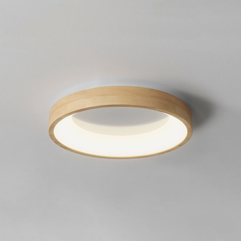 Lampada da Soffitto a LED di Forma Rotonda Stile Moderno Semplice in Legno 1 Luce da Incasso per Sala da Pranzo