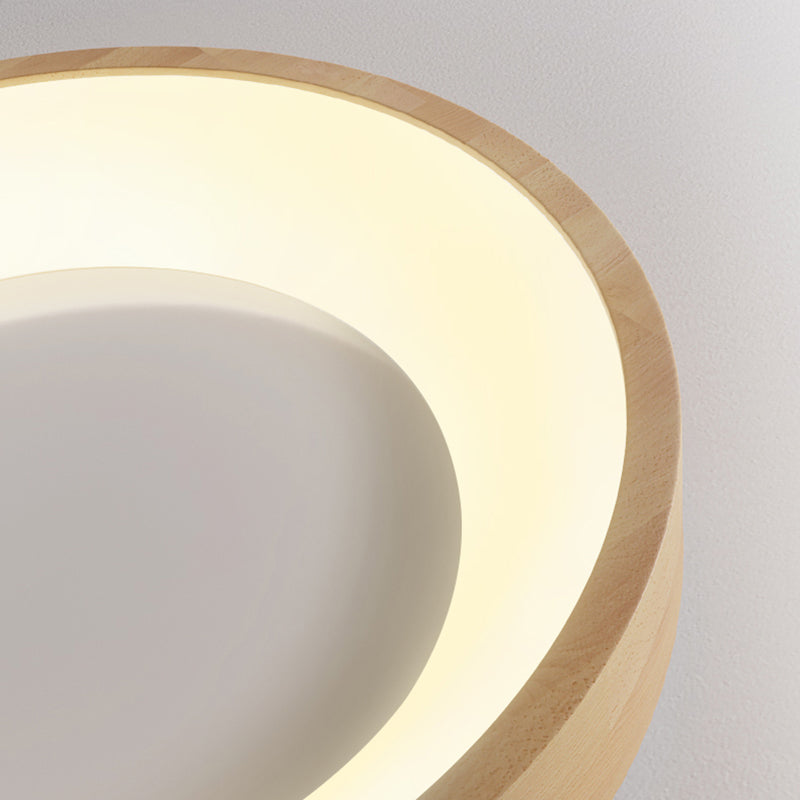 Lampada da Soffitto a LED di Forma Rotonda Stile Moderno Semplice in Legno 1 Luce da Incasso per Sala da Pranzo