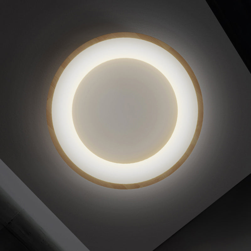 Lampada da Soffitto a LED di Forma Rotonda Stile Moderno Semplice in Legno 1 Luce da Incasso per Sala da Pranzo