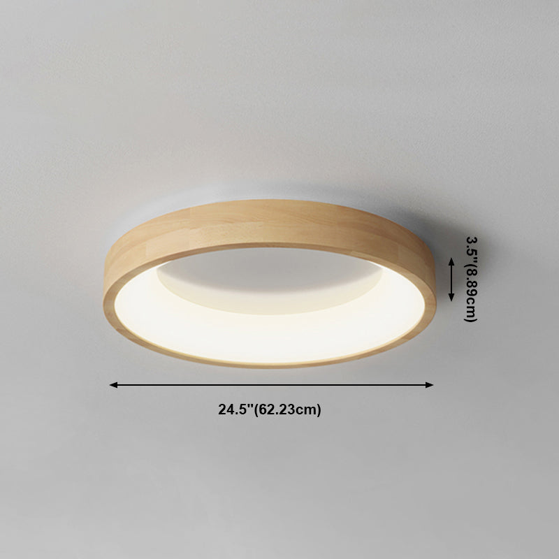 Lampada da Soffitto a LED di Forma Rotonda Stile Moderno Semplice in Legno 1 Luce da Incasso per Sala da Pranzo