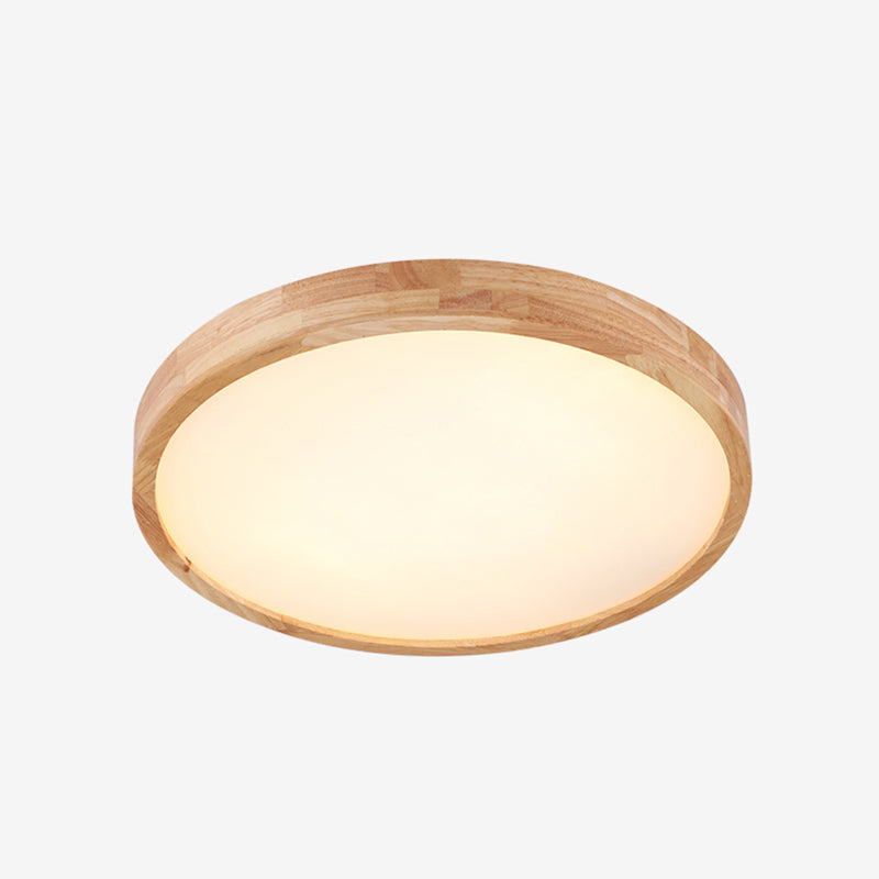 Round Shape LED Ceiling Lamp Modern Simple Style Wood 1 Light Flush Mount for Bedroom