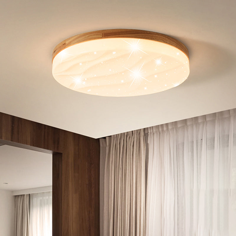 Geometry Shape LED Ceiling Lamp Modern Simple Style Wood 1 Light Flush Mount for Bedroom