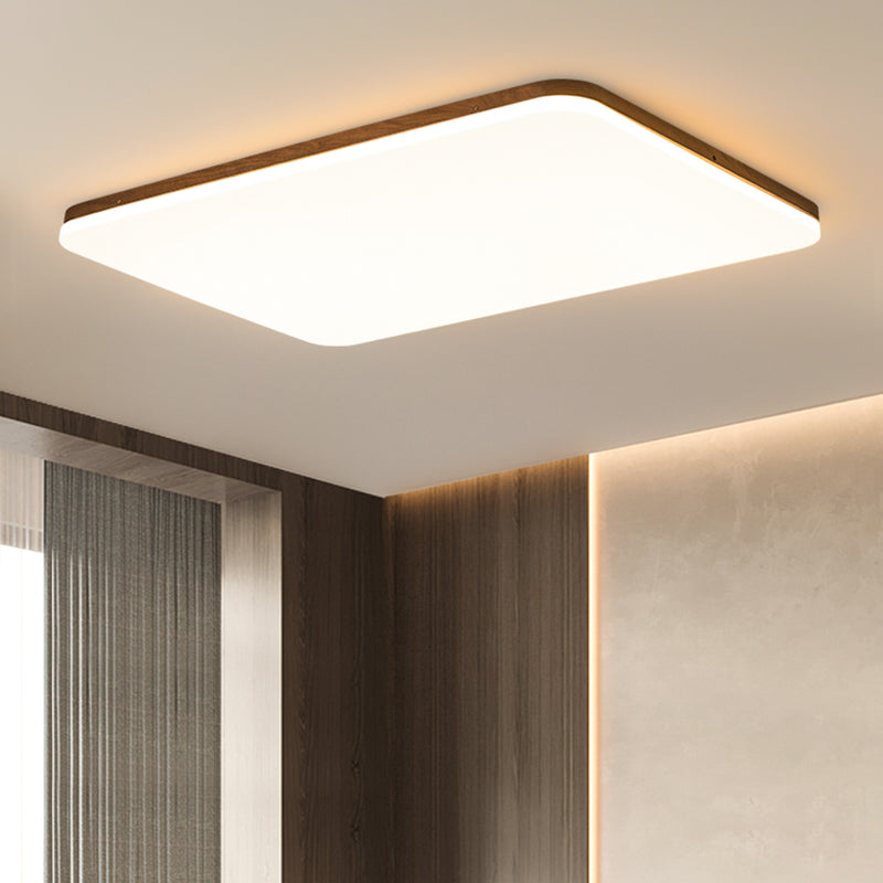 Geometry Shape LED Ceiling Lamp Modern Simple Style Wood 1 Light Flush Mount for Living Room