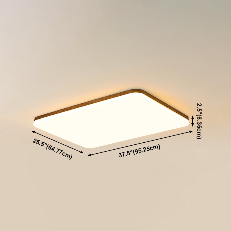Geometry Shape LED Ceiling Lamp Modern Simple Style Wood 1 Light Flush Mount for Living Room