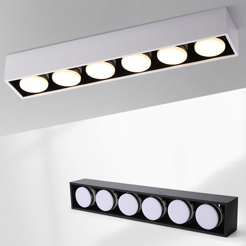 Rectangle Shape LED Ceiling Lamp Modern Simple Style Aluminium 6 Lights Flush Mount for Living Room
