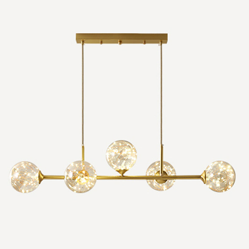 Zeitgenössische Küche Anhänger Lichter linear klare Glasinselbeleuchtungsideen