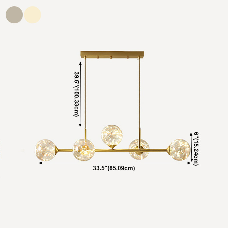 Zeitgenössische Küche Anhänger Lichter linear klare Glasinselbeleuchtungsideen