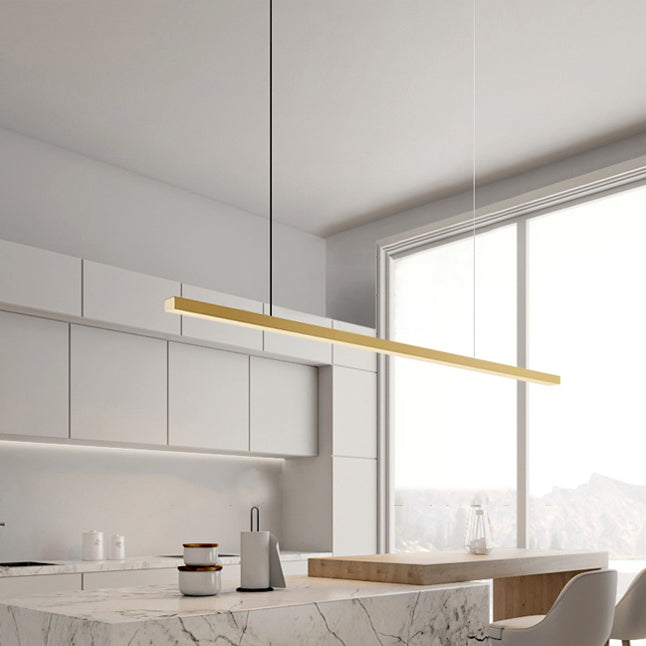Luz de colgante de cocina contemporánea lineal lámpara de lámpara de metal 1 luz