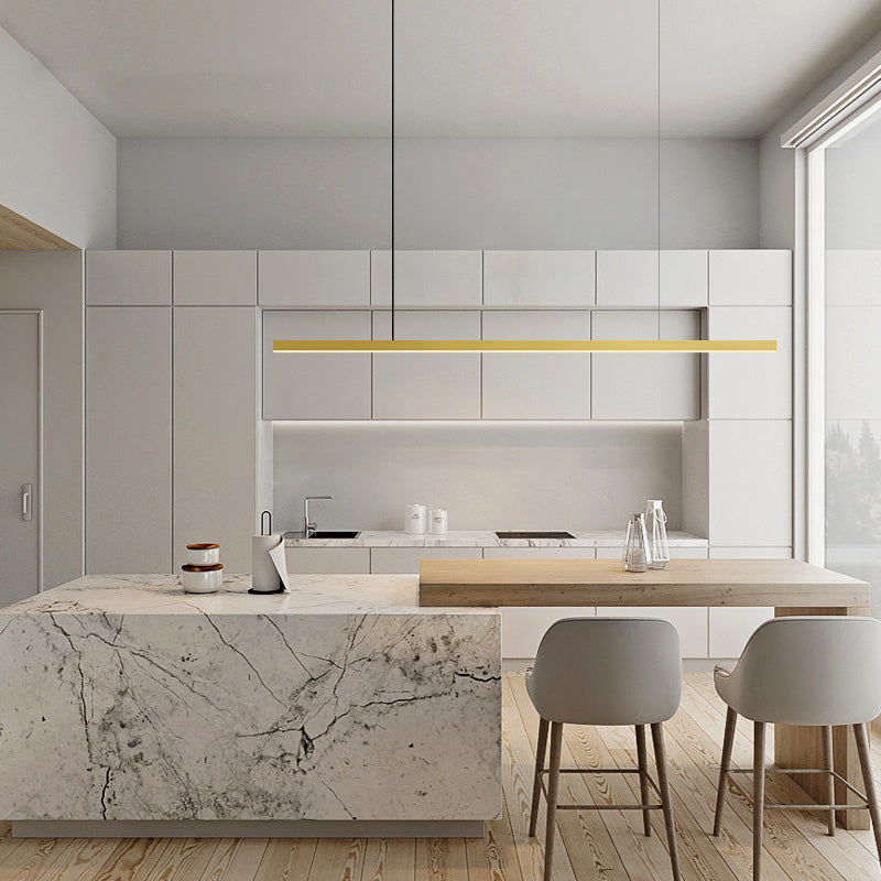 Luz de colgante de cocina contemporánea lineal lámpara de lámpara de metal 1 luz