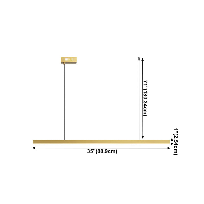 Luz de colgante de cocina contemporánea lineal lámpara de lámpara de metal 1 luz