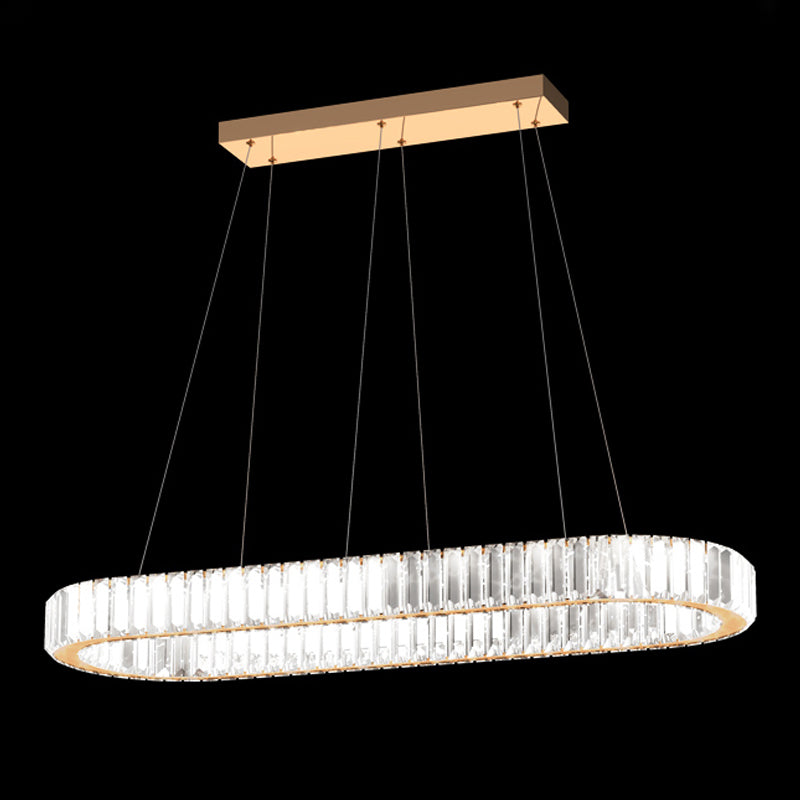 Contemporary Island Light Oval-Shaped Crystal Island Pendant Lights for Kitchen