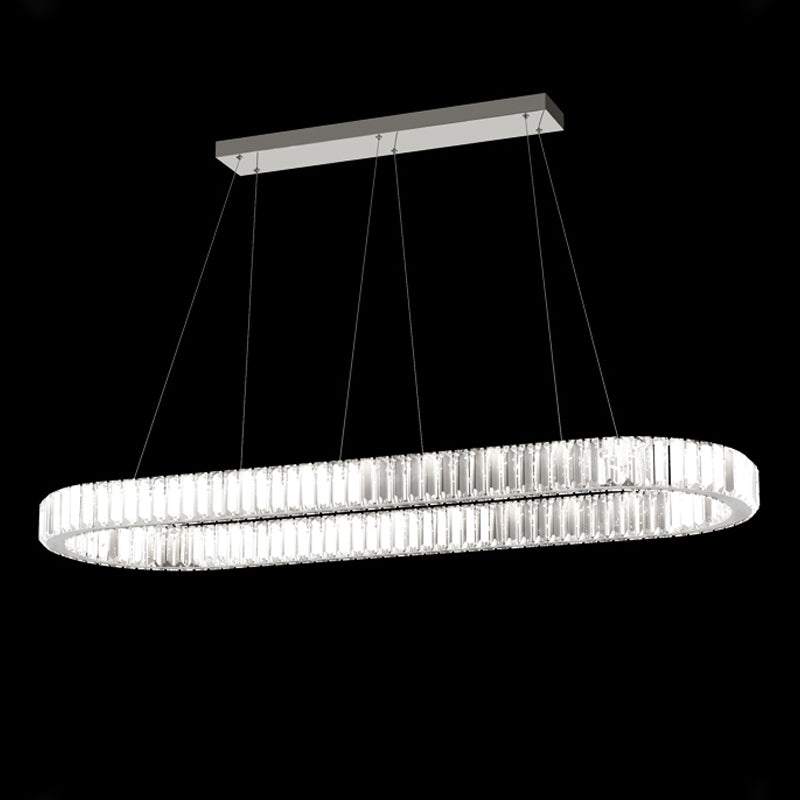 Contemporary Island Light Oval-Shaped Crystal Island Pendant Lights for Kitchen