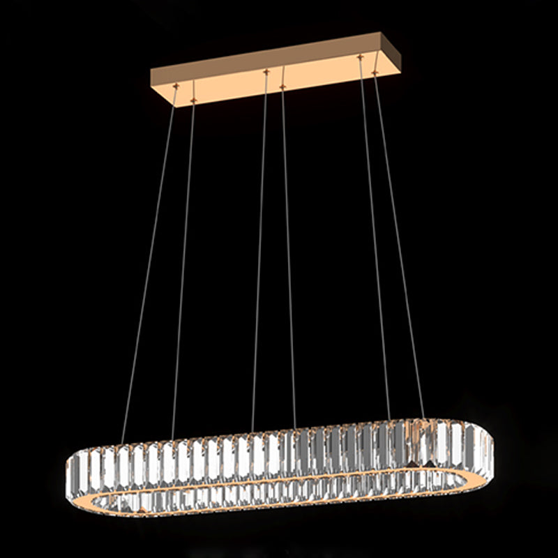 Contemporary Island Light Oval-Shaped Crystal Island Pendant Lights for Kitchen