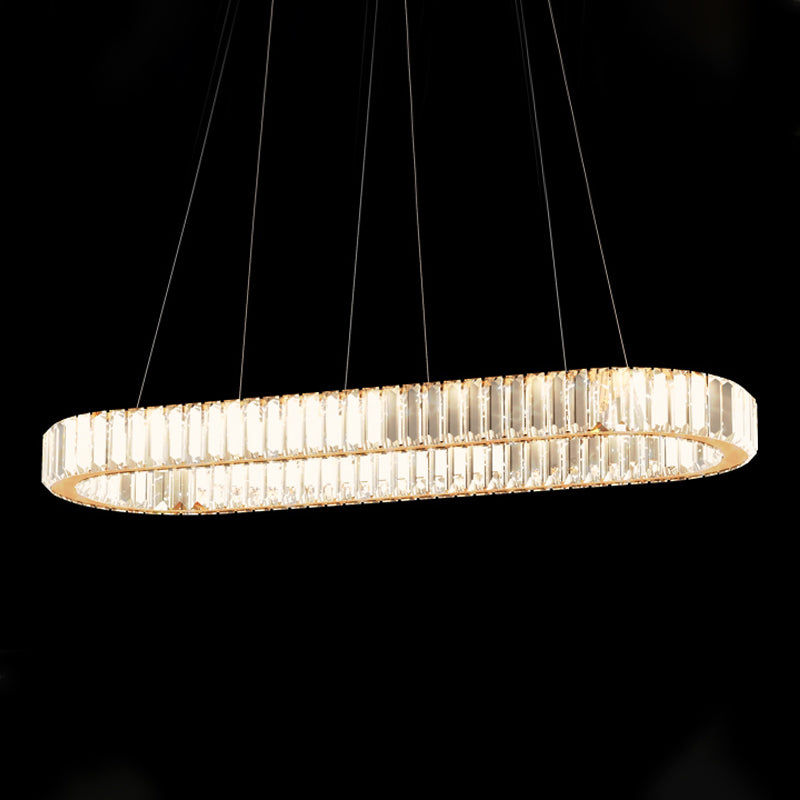 Contemporary Island Light Oval-Shaped Crystal Island Pendant Lights for Kitchen