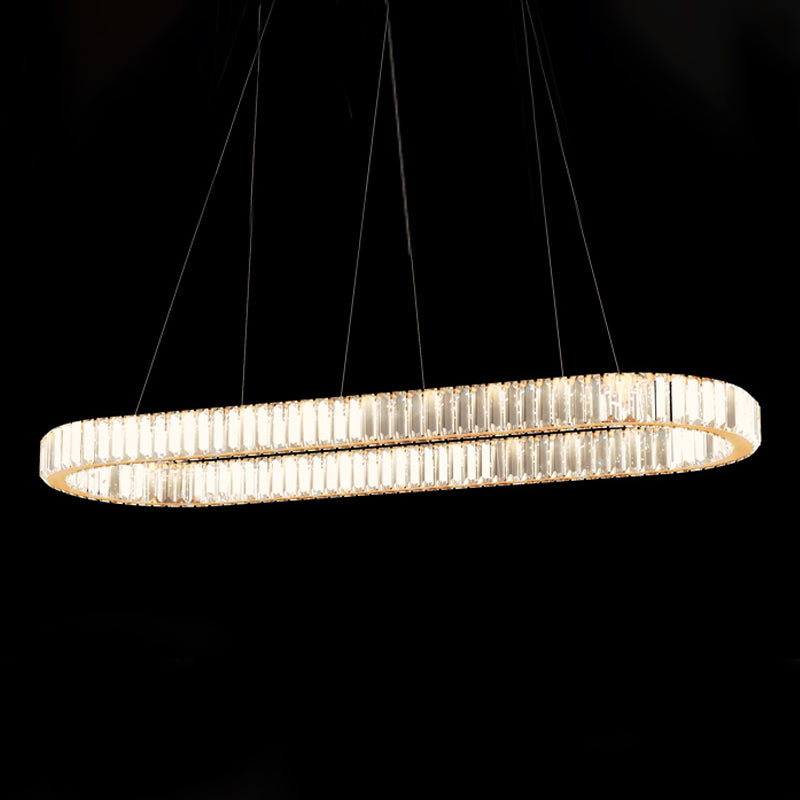 Contemporary Island Light Oval-Shaped Crystal Island Pendant Lights for Kitchen