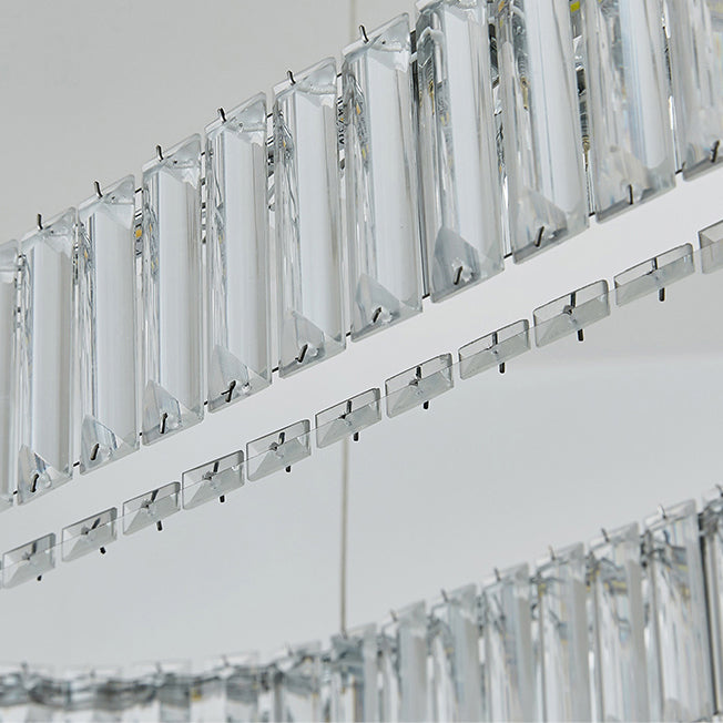 Contemporary Island Light Oval-Shaped Crystal Island Pendant Lights for Kitchen