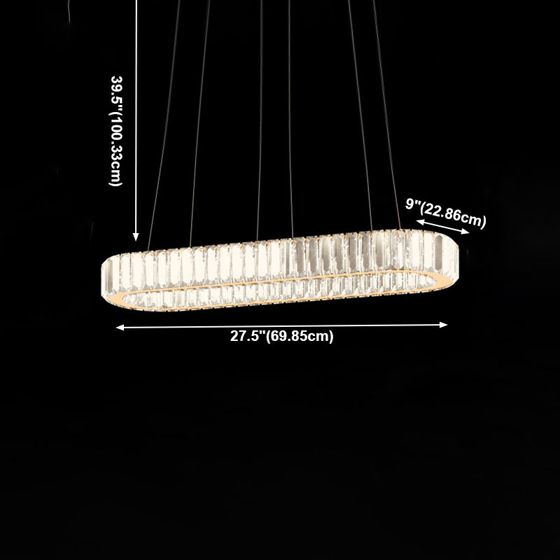 Luz de la isla de isla contemporánea Luces colgantes de la isla de cristal en forma de ovalada para la cocina